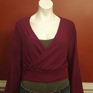 Maroon tie-around-waist blouse
